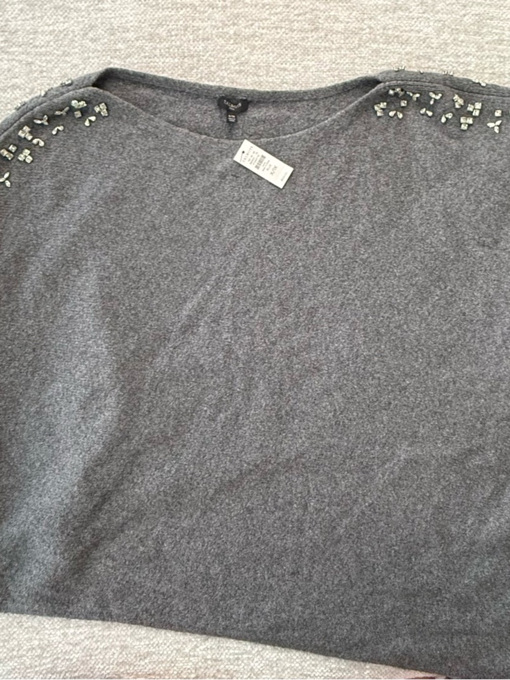 NWT Talbots Plus‎ Heather Grey Rhinestone Embellished Shawl Wrap Size X/1X